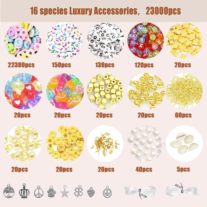 23000 count Clay Beads Bracelet Making Kit 144 Colors Clay Bead Bracelet Kit Polymer Heishi Beads Clay Bead Kit 6mm with Letter Beads Charms and Elastic Strings Friendship Bracelet Kit Crafts...