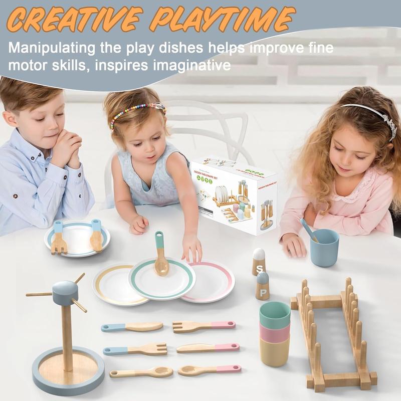 Christmas gift  33PCS Kids Kitchen playset Wooden Kitchen Set for Girls and Boys, Montessori Toys for 1-6 Year Old Toy