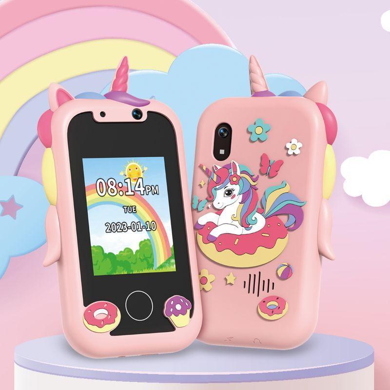 Cute Unicorn Design Cell Phone, Cartoon Design Multifunctional Cellphone Camera Toy, Small Camera Phone Toy with Lanyard, Best Birthday Gift Toy for Boy & Girl Gifts