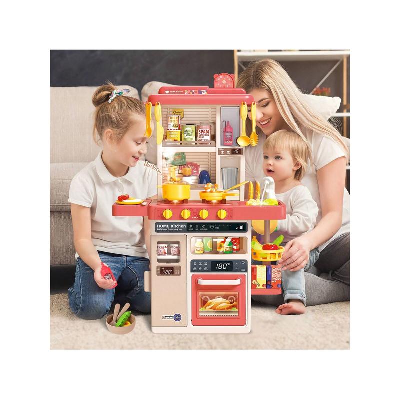 Kids Kitchen Playset, Pretend Play Kitchen With Sounds And Lights, Cooking Stove Steam,Play Sink And Play Food,Toy Kitchen Set For Kids Toddlers