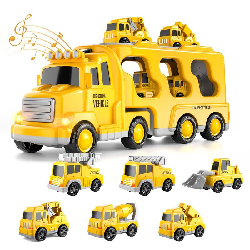 5 In 1 Fire Truck Toys For 3 4 5 6 Years Old Boys, Kids Carrier Fire Trucks Cars With Light Sound And Friction Power