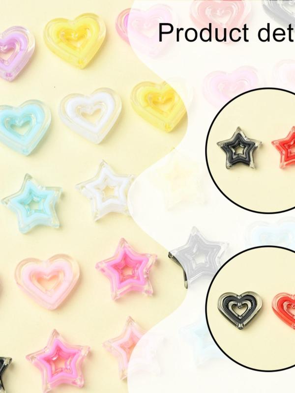 Mixed Color Acrylic Beads, Star & Heart Shaped Beads Kit, DIY Jewelry Making Supplies for Bracelet & Necklace & Earrings Making