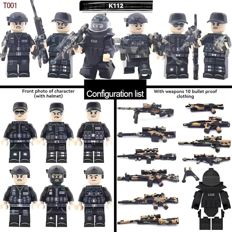 NWJ Children's Military Building Block Action Figure Soldier Set - Jungle, Desert, and Camouflage Ghost Special Forces Toy Collection