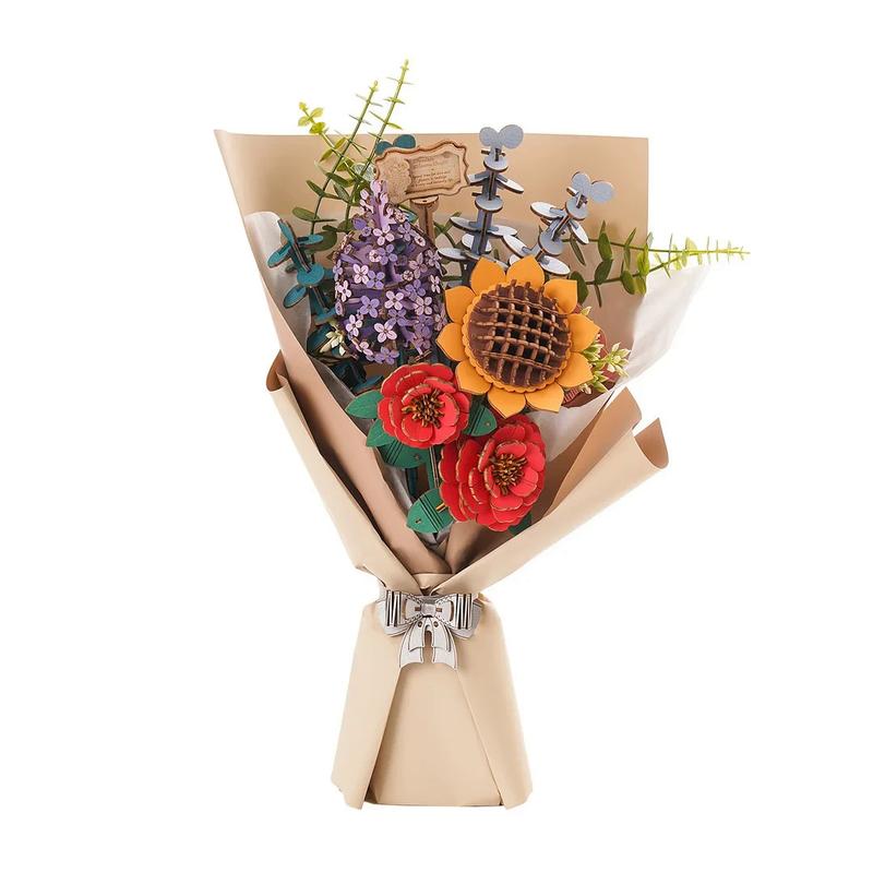 Robotime Rowood DIY Wooden Flower Bouquet Beautiful Hand-Make Gifts Eco-friend Materials 3D Wooden Puzzle for GirlFriends Decor