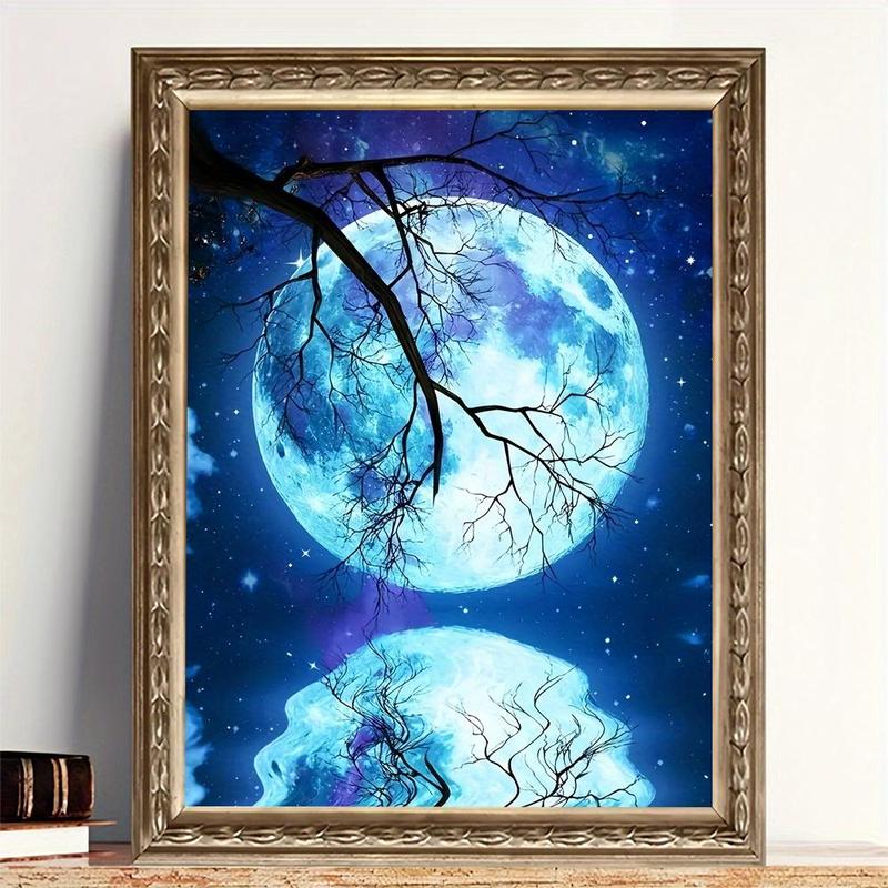 Moon & Tree Pattern DIY Diamond Arts Colorful Painting Kit without Frame, DIY 5D Diamond Arts Colorful Painting Kit, Wall Art Decor for Home