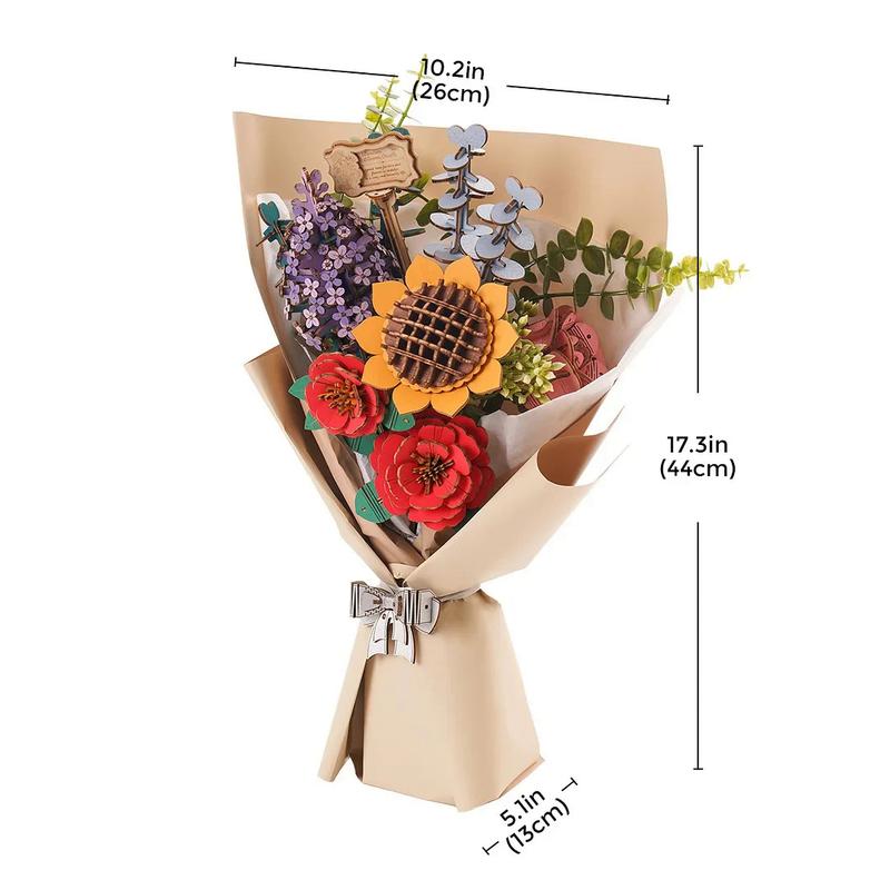 Robotime Rowood DIY Wooden Flower Bouquet Beautiful Hand-Make Gifts Eco-friend Materials 3D Wooden Puzzle for GirlFriends Decor