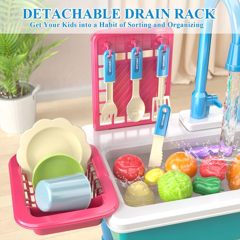 Play Kitchen Sink Toys , Electric Dishwasher Playing Toy with Running Water, Play Food & Tableware Accessories, Kitchen Set Toys, Role Play Sink Set for minisink