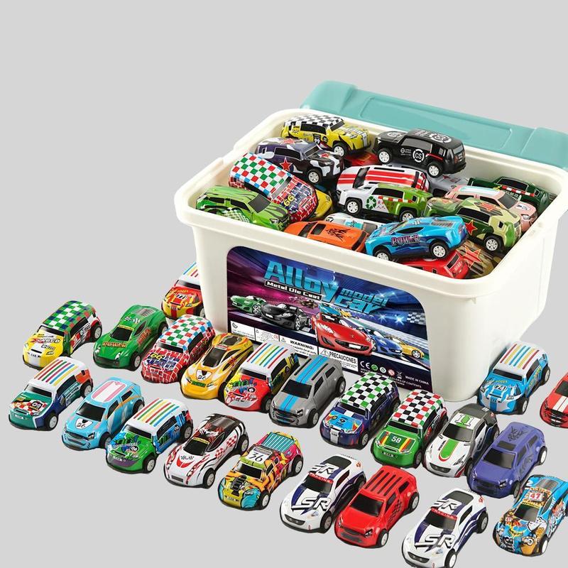 Random Car Toy with Storage Box, 30pcs box Pull Back Car Toy, Classic Car Model Toy, Mini Toys Race Cars, Birthday Gifts