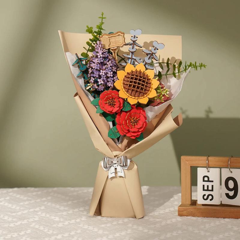 Robotime Rowood DIY Wooden Flower Bouquet Beautiful Hand-Make Gifts Eco-friend Materials 3D Wooden Puzzle for GirlFriends Decor