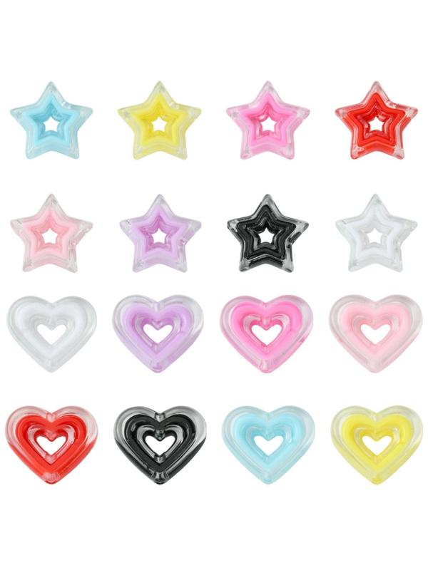 Mixed Color Acrylic Beads, Star & Heart Shaped Beads Kit, DIY Jewelry Making Supplies for Bracelet & Necklace & Earrings Making