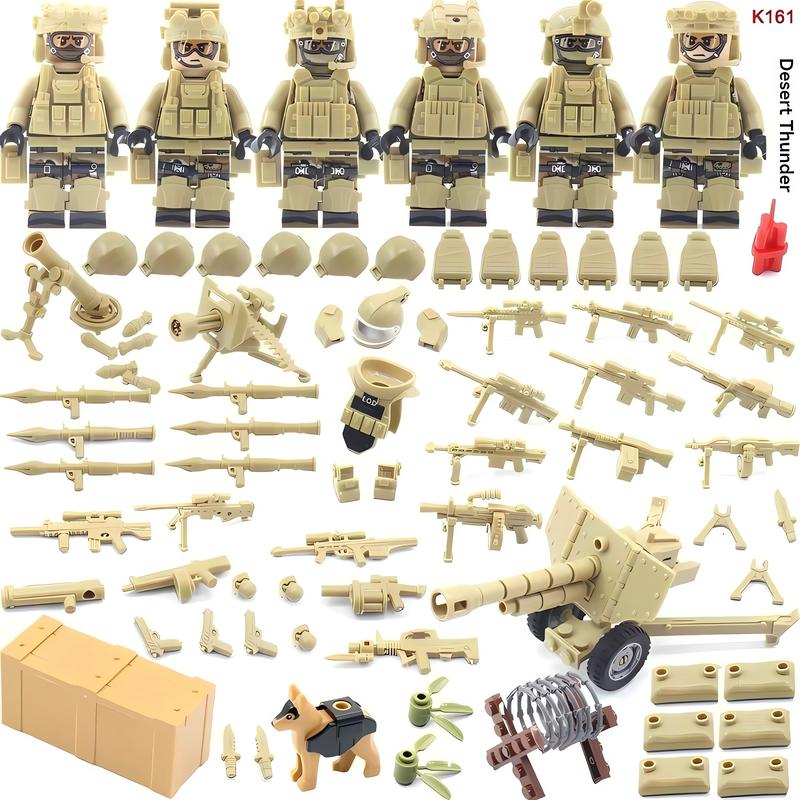 NWJ Children's Military Building Block Action Figure Soldier Set - Jungle, Desert, and Camouflage Ghost Special Forces Toy Collection