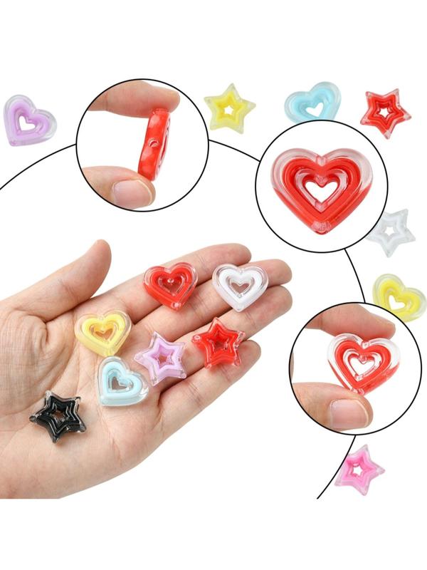 Mixed Color Acrylic Beads, Star & Heart Shaped Beads Kit, DIY Jewelry Making Supplies for Bracelet & Necklace & Earrings Making