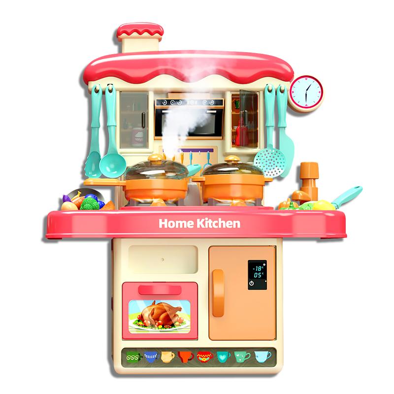 Kids Kitchen Play Set, Play Food and Kitchen Accessories, Toddler Kitchen Set with Sounds and Lights, Stove, Toy Sink and Toy Kitchen, Toy Kitchen Set for Kids Boys Girls 3+