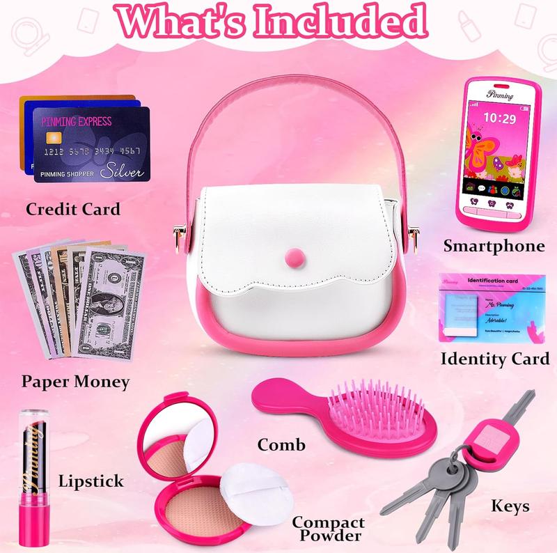 Play Purse for Little Girls Toys - Toddler Purse Set Pretend Play Makeup Toys for 3 4 5 6 7 Year Old Girls, Kids Toy Purse Birthday Gifts for Girls Christmas Gift