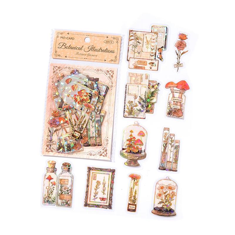 Vintage Pattern Sticker, 20pcs bag Waterproof Decorative Sticker for DIY Scrapbook Journal