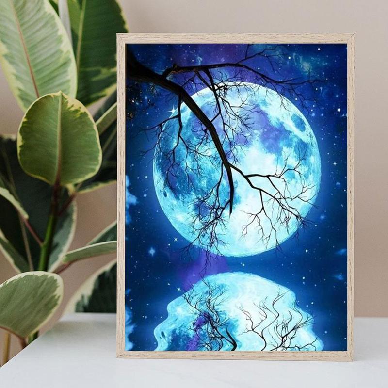 Moon & Tree Pattern DIY Diamond Arts Colorful Painting Kit without Frame, DIY 5D Diamond Arts Colorful Painting Kit, Wall Art Decor for Home