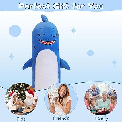 Long Shark Plush Body Pillows, Cute Shark Stuffed Animals Toy, Super Soft Long Shark Sleeping Hugging Pillow for Boys and Girls(50cm 19.6 inch) sharkbody pillow infinity  pillow