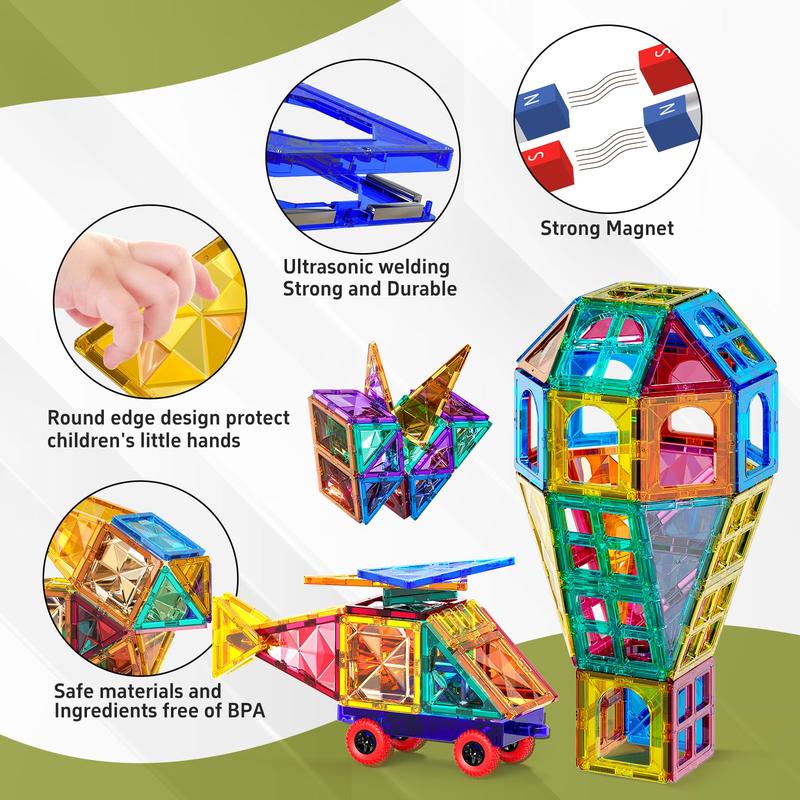 Lodestone Tiles,Building Blocks, 60~180pcs Magnets Building Set, STEM & Learning & Education Toys Christmas Toy Gift for