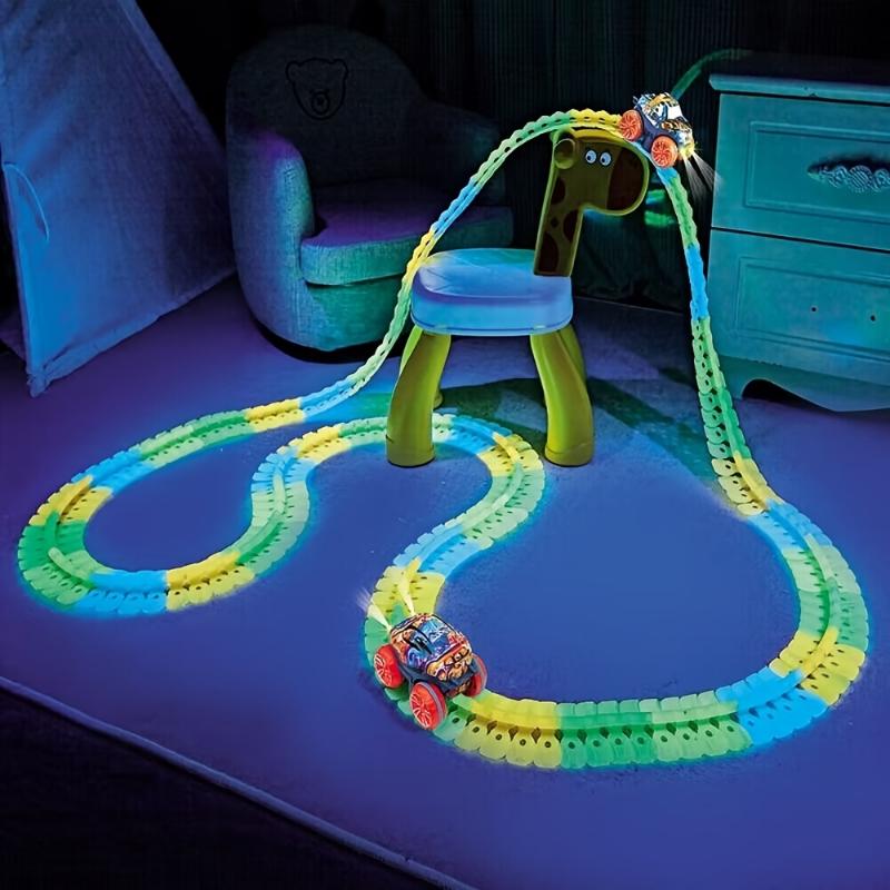 1 Set Race Track Car Toy, Rail Car Game Set, For Boys And Girls, Colorful Luminous Hangable Electric Rail Cars, Birthday Gifts, For Fun At Christmas Parties (without battery ) as Halloween Gift