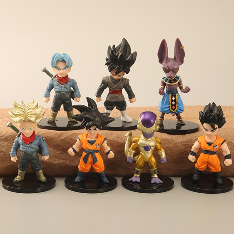 4inch Anime Theme Kid Goku Baby Gohan Kuririn Statues Set, Cute Vegeta Piccolo Master Roshi Desktop Ornaments, Creative Home Decor Cake Toppers