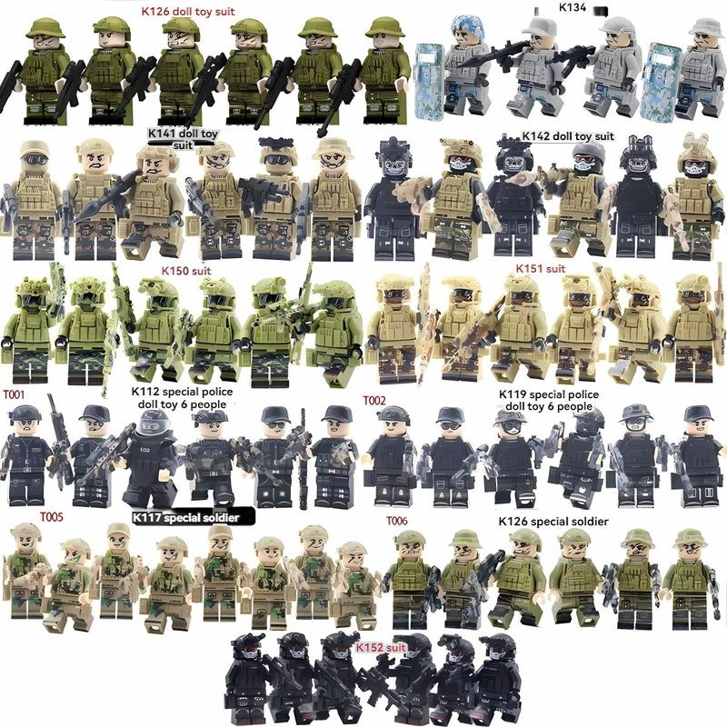 NWJ Children's Military Building Block Action Figure Soldier Set - Jungle, Desert, and Camouflage Ghost Special Forces Toy Collection