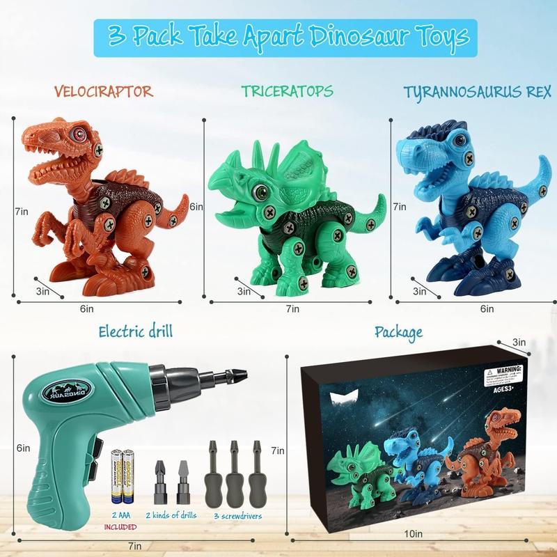 Kids ys Stem Dinosaur y: Take Apart ys for kids 3-5| Learning Educational Building construction Sets with Electric Drill| Birthday Gifts for ddlers Boys Girls Age 3 4 5 6 7 8 Year Old