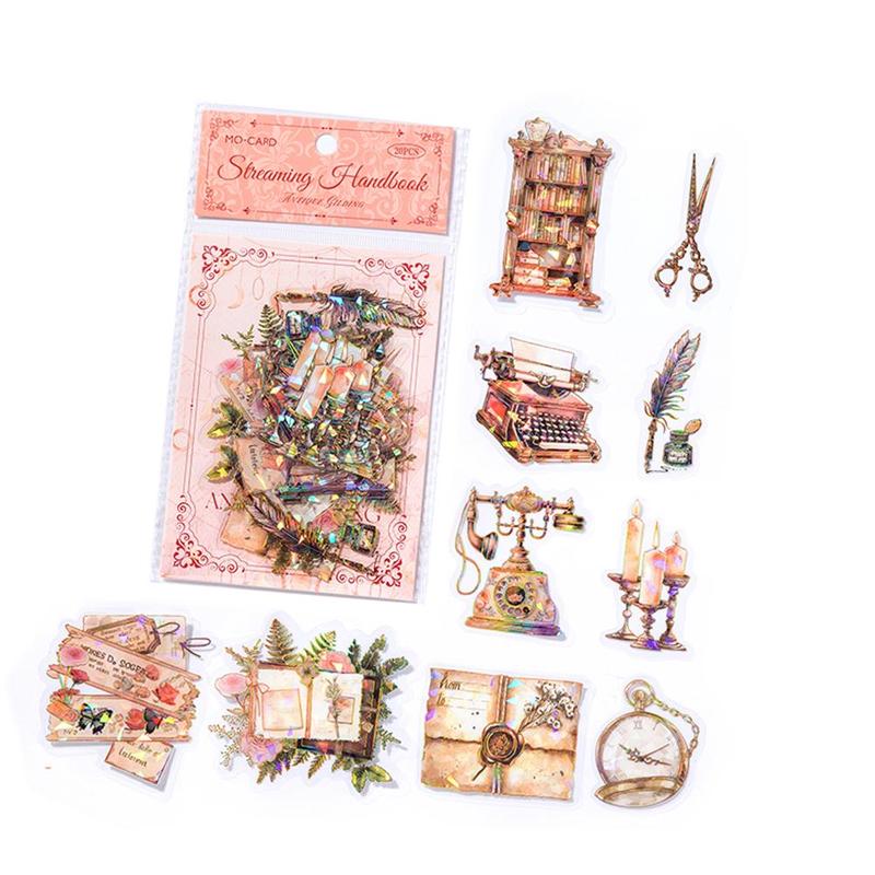 Vintage Pattern Sticker, 20pcs bag Waterproof Decorative Sticker for DIY Scrapbook Journal