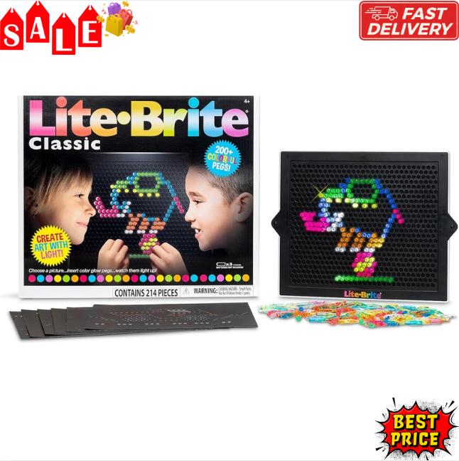 Lite Brite Classic, Favorite Retro Toy - Create Art with Light, STEM, Educational Learning, Holiday, Birthday, Gift, Boys, Kid, Toddler, Girls Age 4+