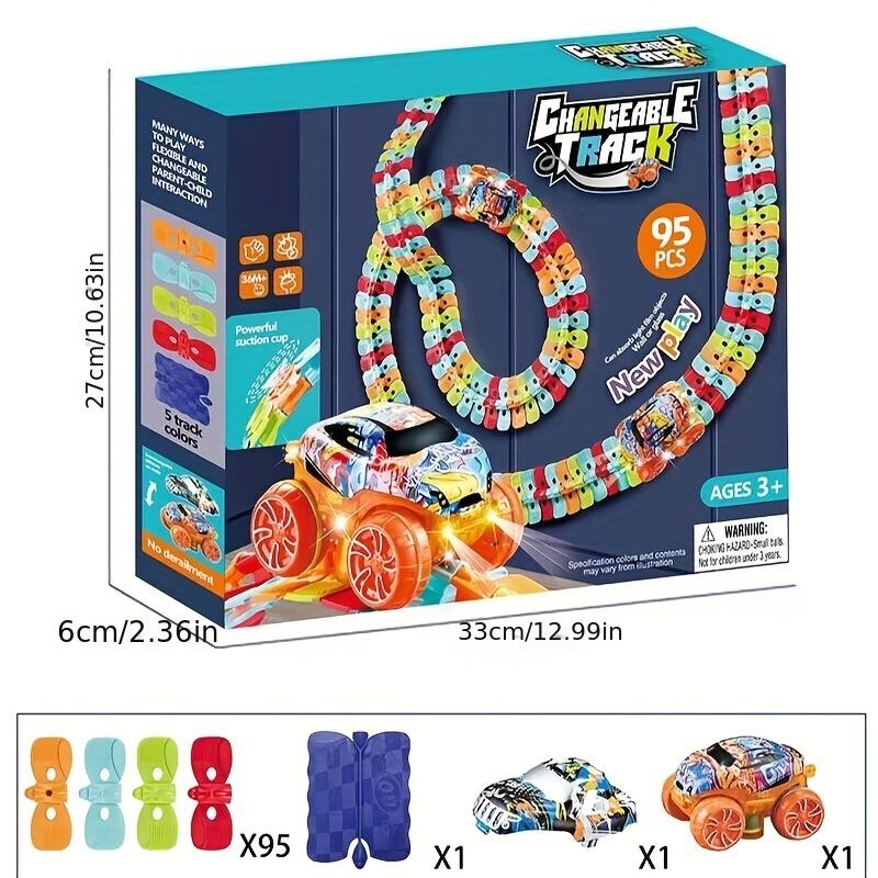 1 Set Race Track Car Toy, Rail Car Game Set, For Boys And Girls, Colorful Luminous Hangable Electric Rail Cars, Birthday Gifts, For Fun At Christmas Parties (without battery ) as Halloween Gift