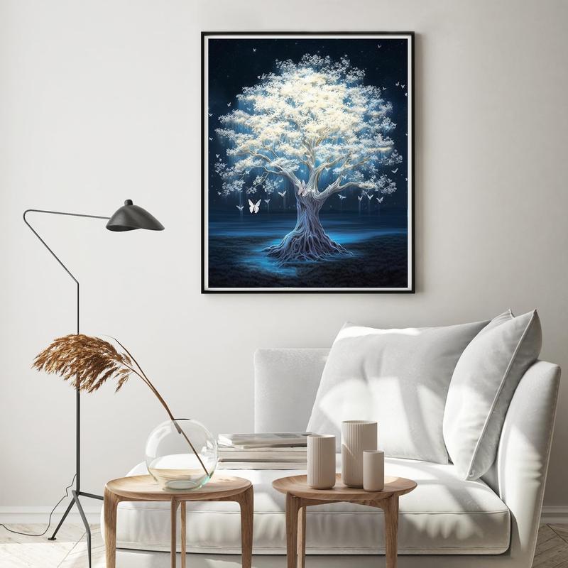 5D Diamond Painting Kits for Adults Silvery Tree of Life Diamond Art Kits Beginners DIY Gem Art Craft Kits for Home Wall Decor Gifts 16x20inch