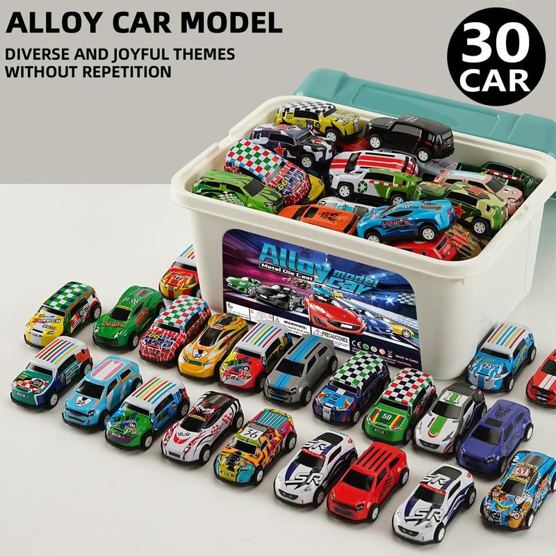 Random Car Toy with Storage Box, 30pcs box Pull Back Car Toy, Classic Car Model Toy, Mini Toys Race Cars, Birthday Gifts