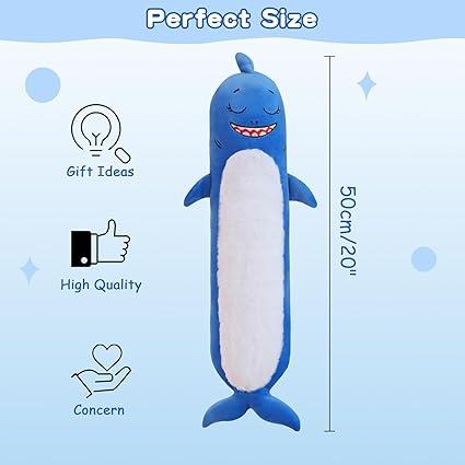 Long Shark Plush Body Pillows, Cute Shark Stuffed Animals Toy, Super Soft Long Shark Sleeping Hugging Pillow for Boys and Girls(50cm 19.6 inch) sharkbody pillow infinity  pillow