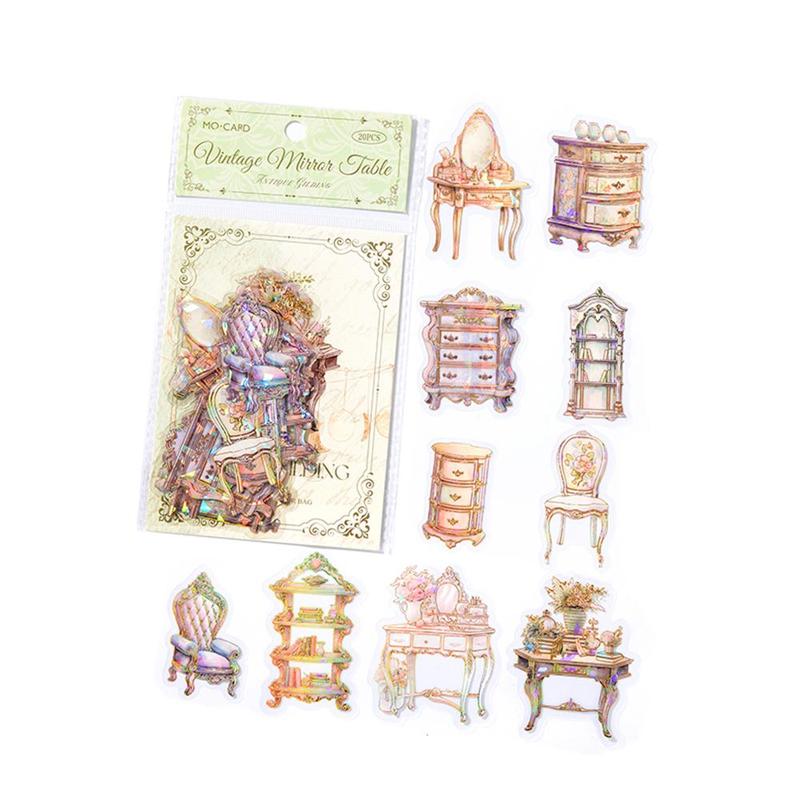 Vintage Pattern Sticker, 20pcs bag Waterproof Decorative Sticker for DIY Scrapbook Journal