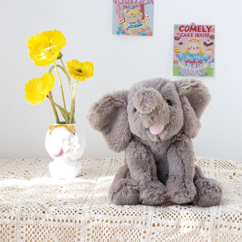 Hopearl Adorable Plush Calf Elephant Toy for Kids - Ultra Soft Stuffed Animal, Gray, 9 Inch