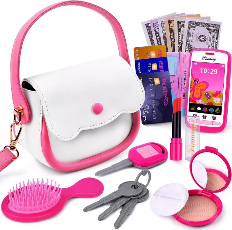 Play Purse for Little Girls Toys - Toddler Purse Set Pretend Play Makeup Toys for 3 4 5 6 7 Year Old Girls, Kids Toy Purse Birthday Gifts for Girls Christmas Gift