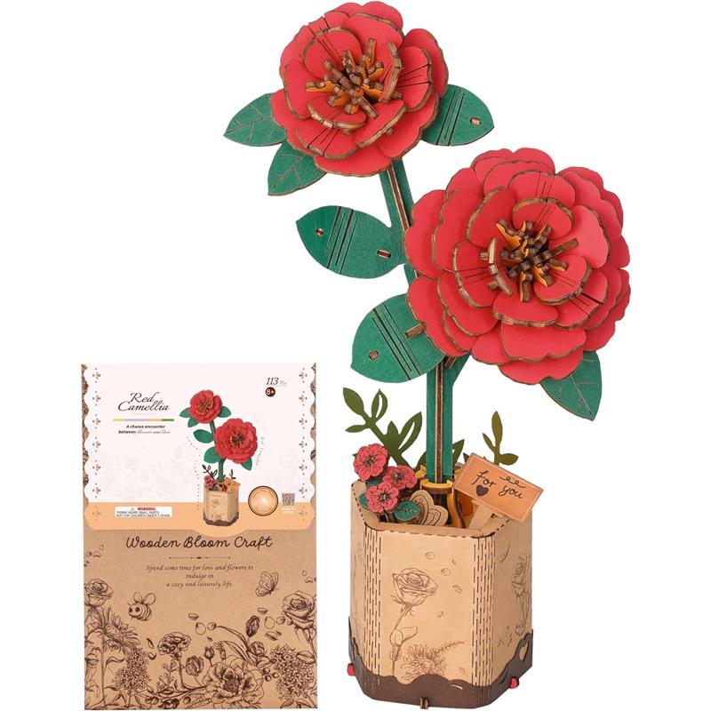 Robotime Rowood DIY Wooden Flower Bouquet Beautiful Hand-Make Gifts Eco-friend Materials 3D Wooden Puzzle for GirlFriends Decor