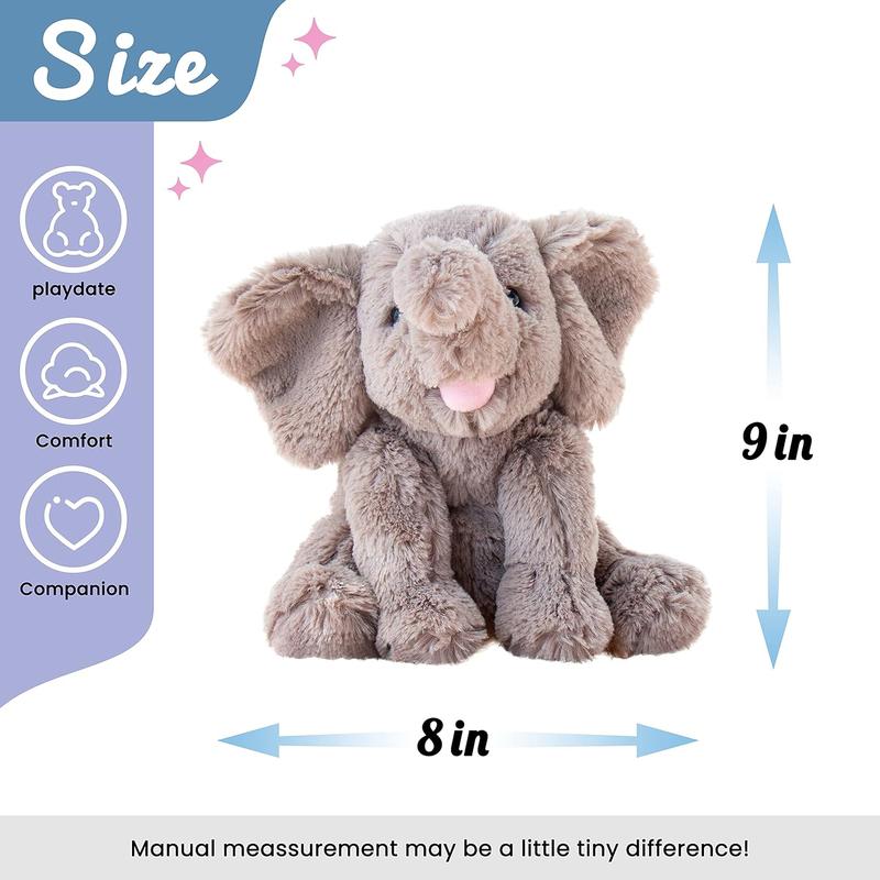 Hopearl Adorable Plush Calf Elephant Toy for Kids - Ultra Soft Stuffed Animal, Gray, 9 Inch