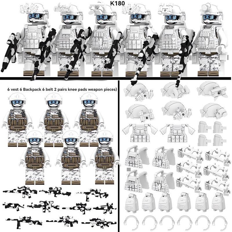 NWJ Children's Military Building Block Action Figure Soldier Set - Jungle, Desert, and Camouflage Ghost Special Forces Toy Collection