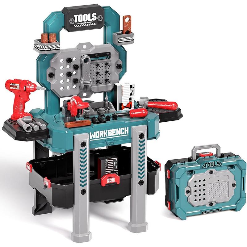 Tool Bench Toy with Electric Drill, 1 Set Tool Bench Toy with Accessories, Pretend Play Tool Toy, Gift for Boys & Girls