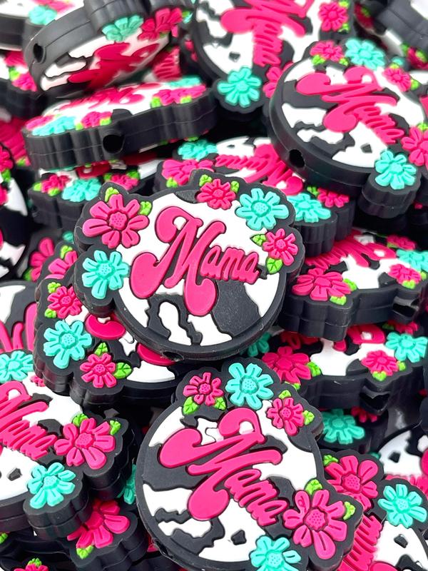 Mama Flowers Focal Beads | Flower Beads | Colorful Beads | Mom Beads | Pink Beads