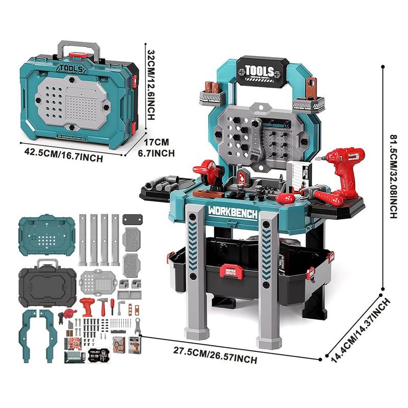 Tool Bench Toy with Electric Drill, 1 Set Tool Bench Toy with Accessories, Pretend Play Tool Toy, Gift for Boys & Girls