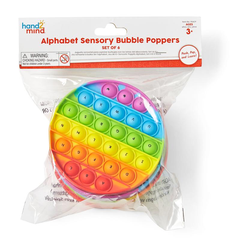 hand2mind Alphabet Sensory Bubble Poppers, Push Pop Fidget Toy, Letter Toys, Fine Motor Toys, Fidgets for Classroom, Science of Reading Manipulatives, Kids Easter Basket Stuffers (Set of 6)