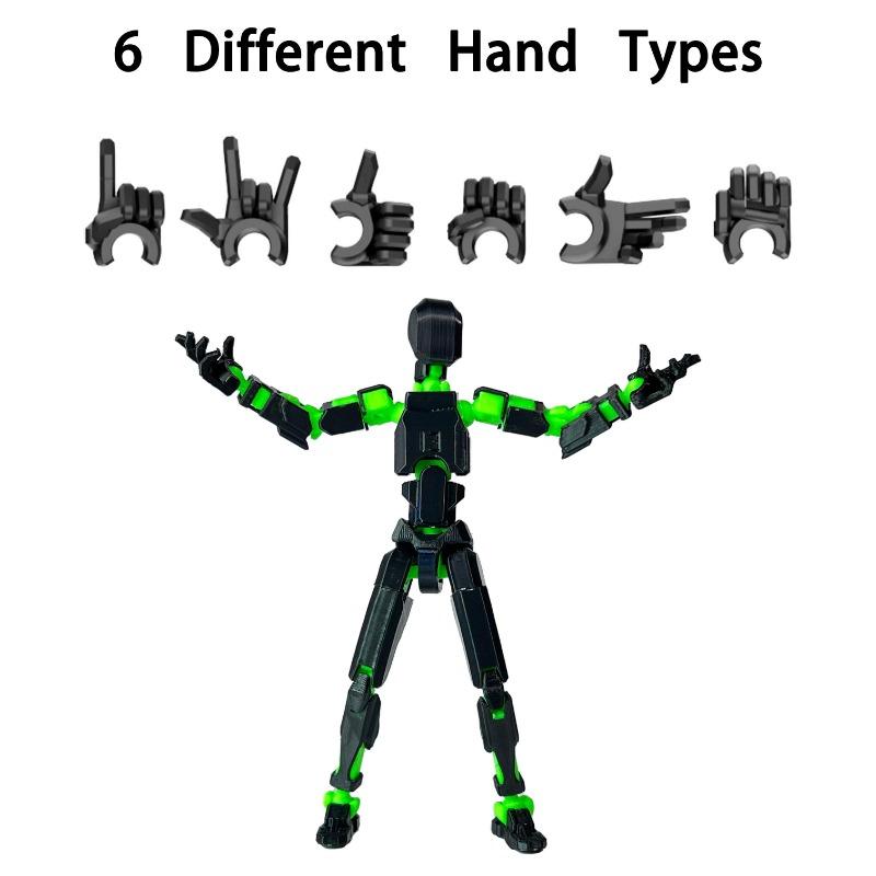 T13 Action Figure Set , 3D Printed Multi-Jointed, Titan 13 Action Figures, Multi-Articular Lucky Mobile Robot Nova T-13,Desktop Decorations for Game Lovers Toys (Green)