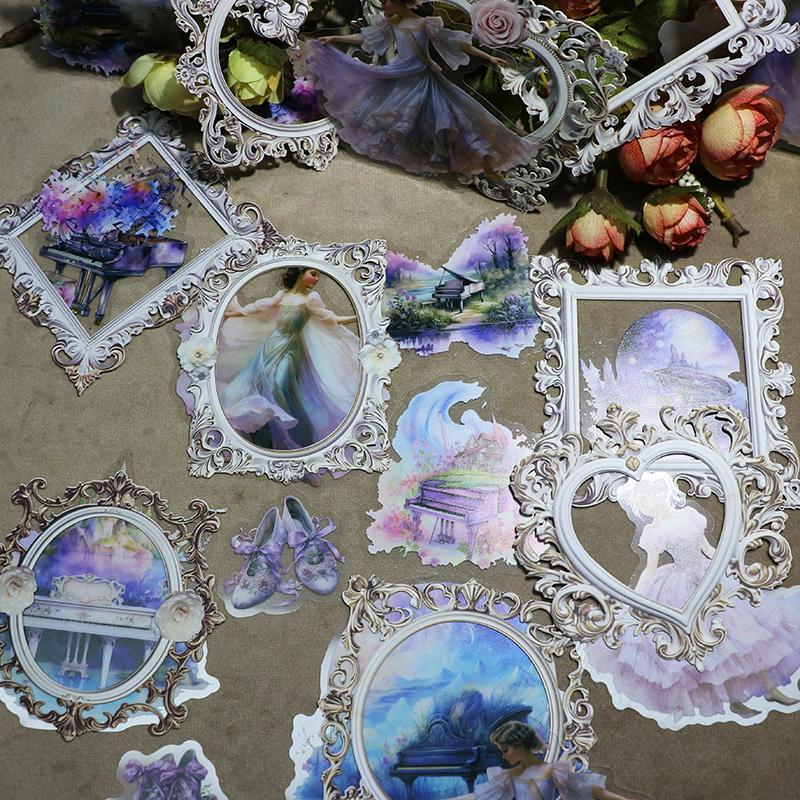 Vintage Waltz Themed Sticker, 40pcs set Photo Frame Design Scrapbooking & Journal Making Material Sticker, DIY Decorative Sticker for Students & Adults